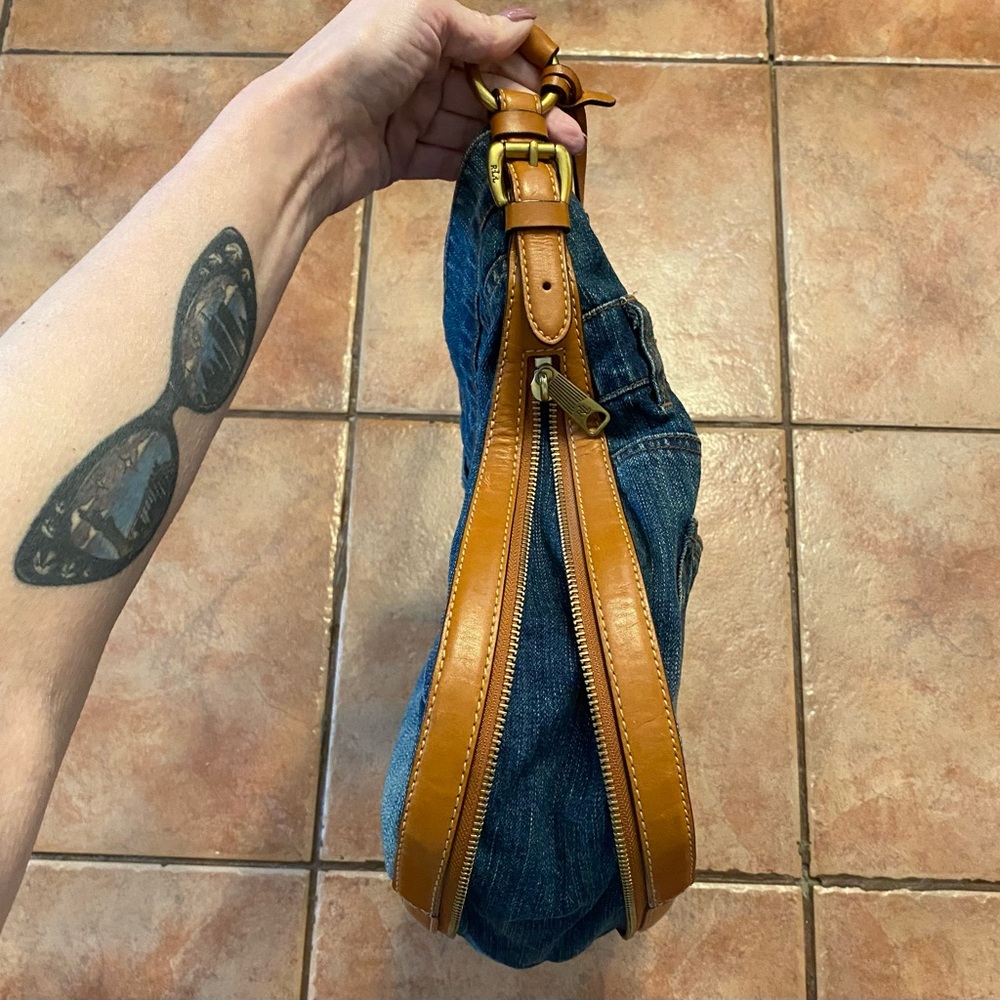 Ralph Lauren Denim Leather Hobo Handbag EXTREMELY RARE❣️ - Picture 6 of 16
